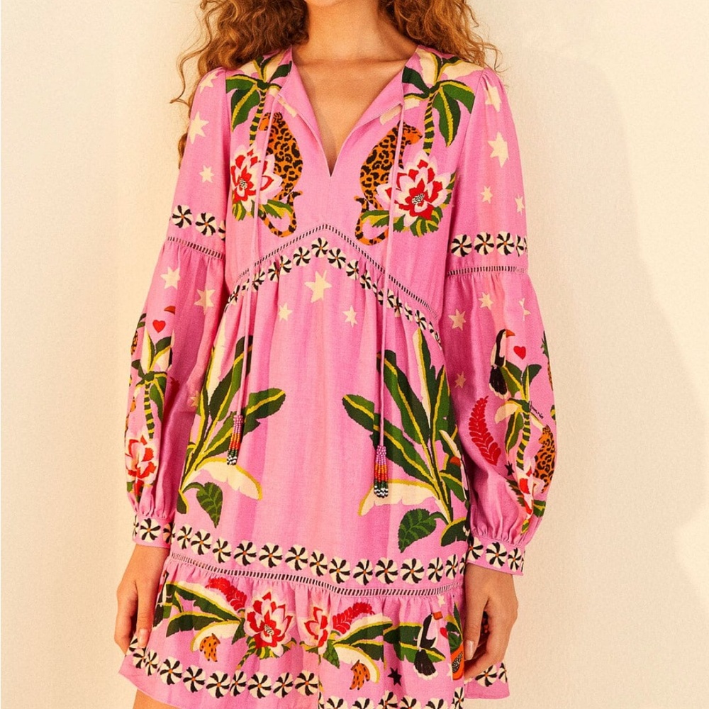 NWT Farm Rio Pink Leopard Forest Mini Dress